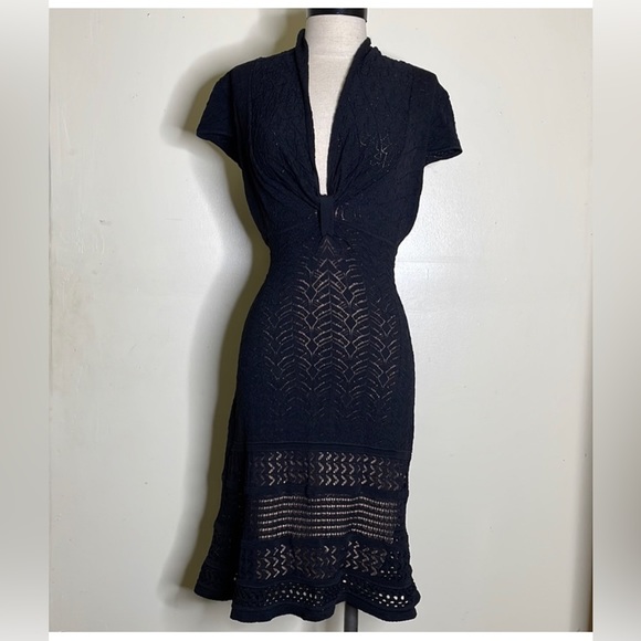 Catherine Malandrino pointelle  Black dress Medium - Picture 11 of 16